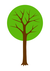 Obraz premium Spring or summer stylized tree with green leaves.