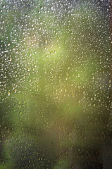 Wet window water drops background