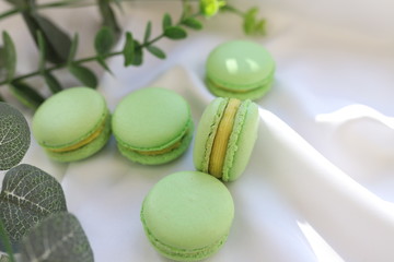 Colorful makarons. Pastel colors. Background