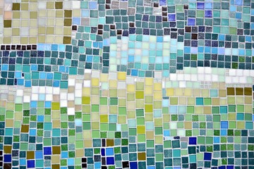 Colorful mosaic glass tile wall - obrazy, fototapety, plakaty