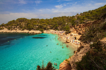 Fototapeta premium view of an island in mediterranean sea-ibiza