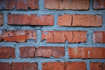 Weathered stained old brick wall background, grunge brick wall