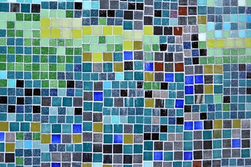 Colorful mosaic glass tile wall