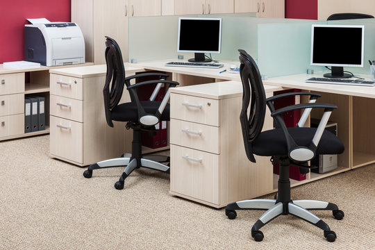 office workstations with computers
