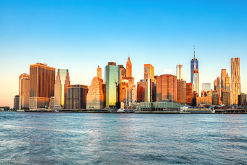 New York City Lower Manhattan at Sunrise, View from Brooklyn, New York