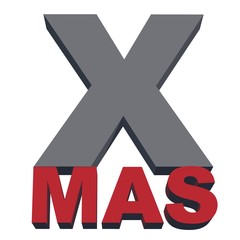 spririt of christmas - XMAS in 3D lettering - isolated on white background - 3D illustration
