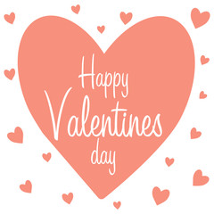 Happy Valentines Day card, typography, background with hearts