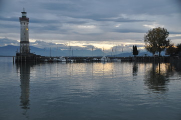 Lindau harbor, Lake Constance, Bavaria, Germany