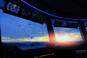 Simulation screen showing various flights for transportation and passengers.