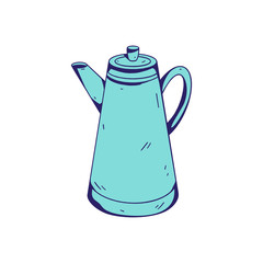 Kettle. Vector illustration. Hand drawn image isolated on a white background.