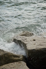 waves crashing on rocks