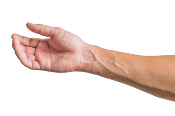 various gestures and sign of Man's hand isolated on white background with clipping path.