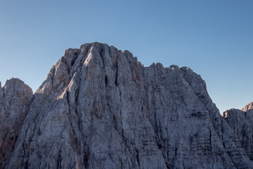 Sunlit mountain peak of Skrlatica