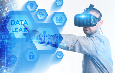 Business, Technology, Internet and network concept. Young businessman working on a virtual screen...
