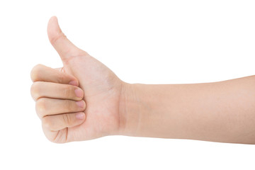 various gestures and sign of Woman's hand isolated on white background with clipping path.