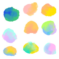 Colorful watercolor set isolated on white background.