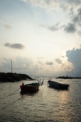 boat at sunset
