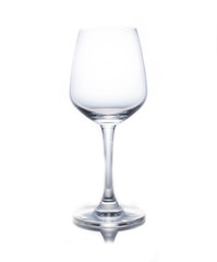 A glass of wine pouring water on a white background