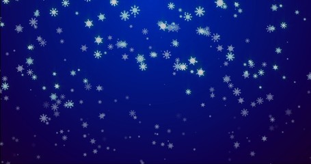 Christmas blue background with snowflakes - falling snow