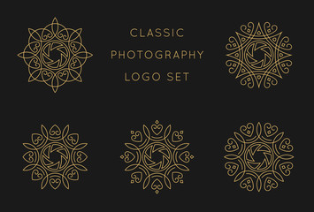 Classic photography logo set design template. Lovely, Classic, and luxurious style. Vector illustration. - Vector