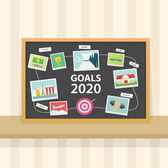 Vision Board Goal For New Year 2020 Vector Illustration