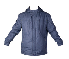Men's jacket in a hood isolated on a white background. Windbreaker jacket front view. © vitalily_73