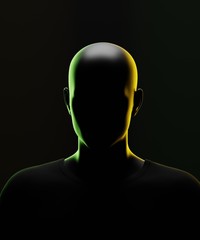 Dark nonymous portrait. 3d render