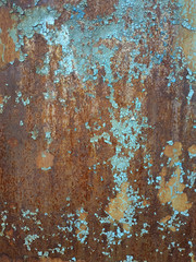 Corroded metal background. Rusty metal background with streaks of rust. Rust stains. Rystycorrosion.