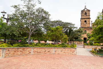 Zapatoca / Santander / Colombia; October 10, 2019: Central town park