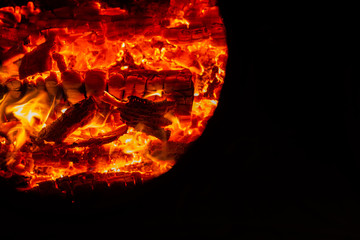 burning wood photographed from above texture