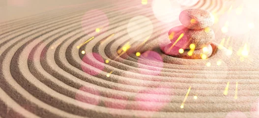 Fotobehang Zen Stenen Japanese zen garden with stone in raked sand  © BillionPhotos.com