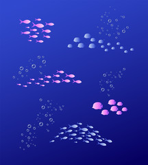 Vector illustration of sea fish. Background decor. Sea world