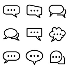 Set of Chat Speech Bubble icon. symbol of comment or message with trendy flat line style icon for web site design, logo, app, UI isolated on white background. vector illustration eps 10