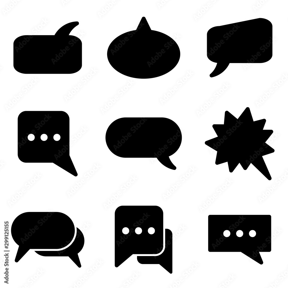 Wall mural set of chat speech bubble icon. symbol of comment or message with trendy flat line style icon for we