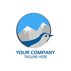 Penguin logo in the circle. flat design. Penguin silhouette. Vector Illustration on white background	