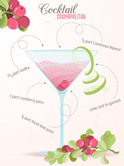Illustration of alcohol cocktail cosmopolitan - 299126105