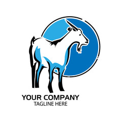 Goat logo in the circle. flat design. Goat silhouette. Vector Illustration on white background	