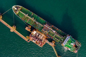 Ship with oil tanker , floating Storage Unit import export petroleum gas LPG and CNG aerial top...