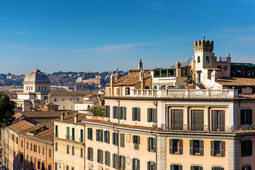 Fototapeta na wymiar Rome buildings, rooftop city view. Italy