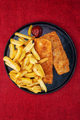 British Traditional fish and chips and tartar sauce