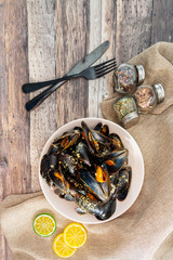 Italian Steamed Mussels cooked in Provencale style