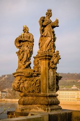 Fototapeta na wymiar Monument in Charles Bridge, Prague
