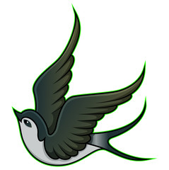 Swallow mascot logo on white background
