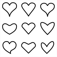 Set of Heart icon. black Love symbol with trendy flat style icon for web site design, logo, app, UI isolated on white background. vector illustration