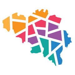 colorful geometric Belgium map- vector illustration