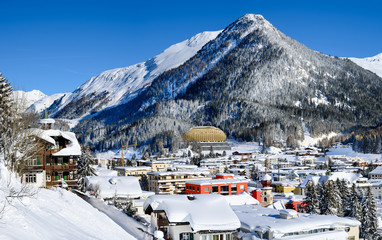 Landscape of winter resort Davos - the home of annual  World Economy Forum.