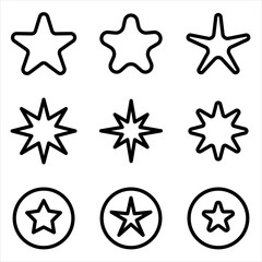 Obraz premium Set of Star icon. symbol of rate or favorite symbol with trendy flat style icon for web site design, logo, app, UI isolated on white background. vector illustration