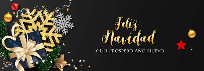 Fototapeta na wymiar Spanish Christmas (Feliz Navidad) and Happy New Year 2020 greeting card