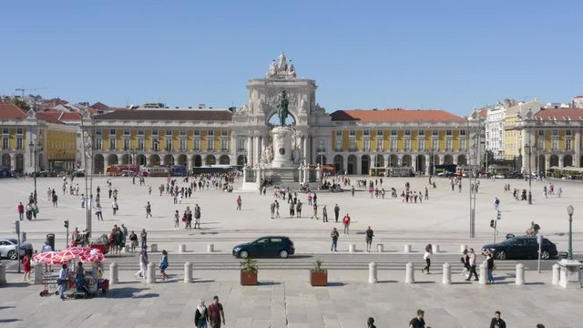Aerial view of Praca do Comercio in lisbon portugal