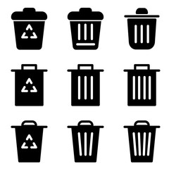 Set of trash icon. symbol of remove or delete with flat style icon for web site design, logo, app, UI isolated on white background. vector illustration